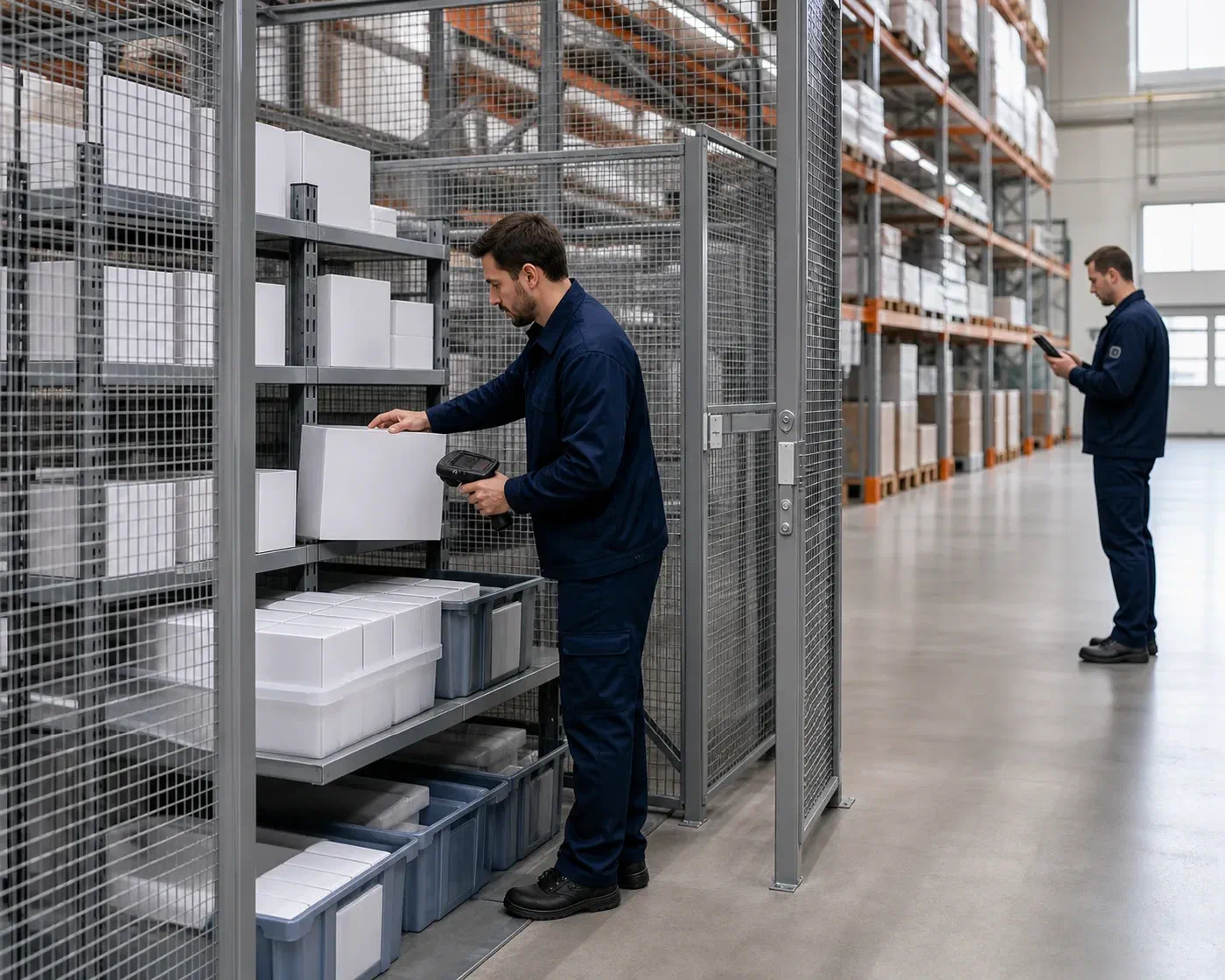 A logistics specialist placing affected cartons in a controlled inventory hold area