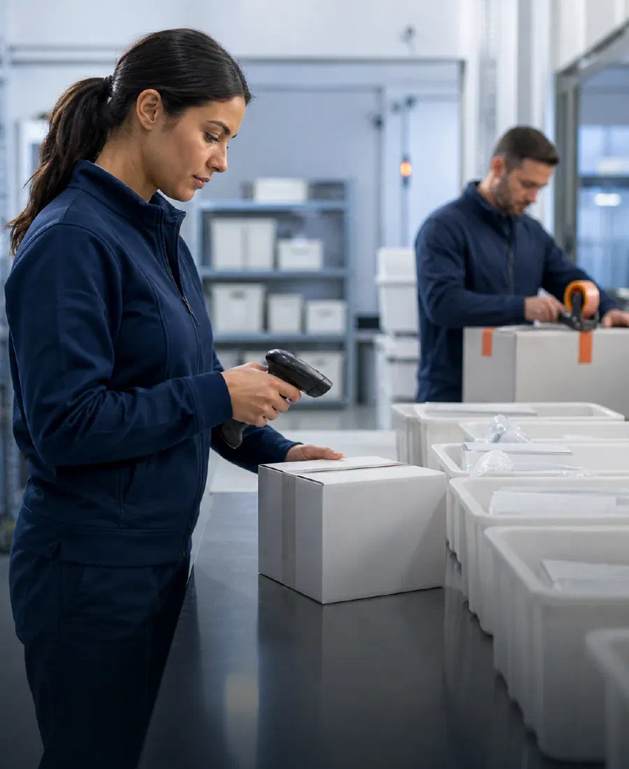Controlled healthcare-product verification and outbound preparation